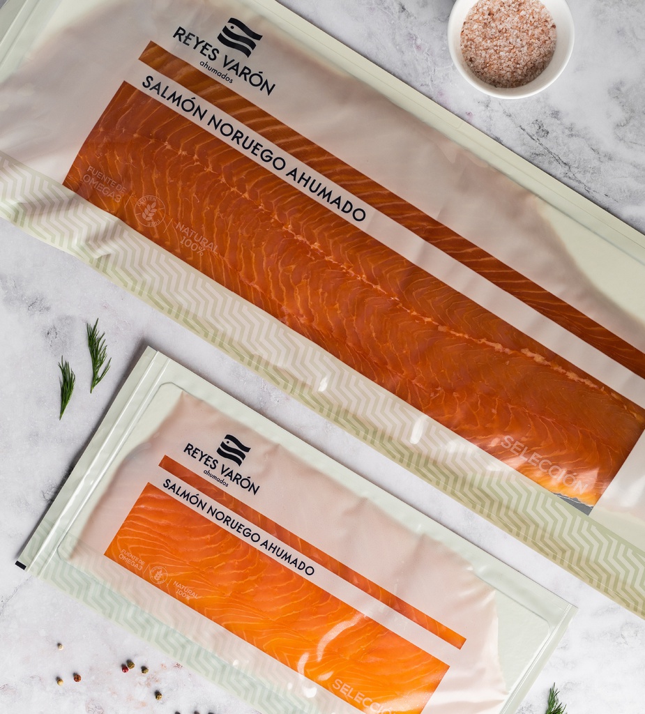 Salmon Ahumado Plancha Precortado 1,1-1,4Kg Fresco Reyes Varon *