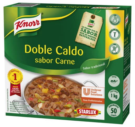 (E) Pastilla Profes Caldo De Carne  1Kg [18 Estuches/Caja] - Knorr